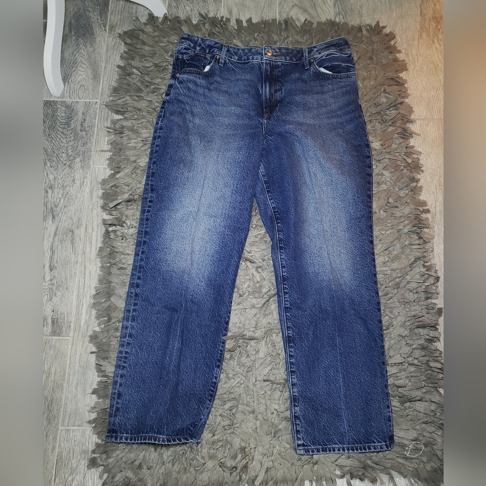 Express High Rise Medium Wash Straight Ankle Jeans